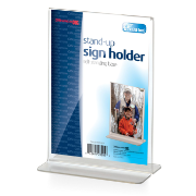 Upright Vertical Sign Holder, 5"W x 7"H, Clear