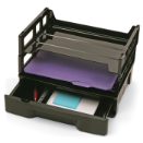 Recycled Drawer with Two Letter Trays, Black