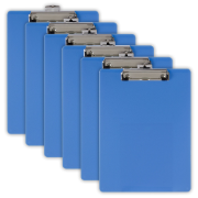 Plastic Clipboard, Letter Size, Arctic Blue, Pack of 6