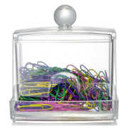 Self-Dispensing Paper Clip Holder w/250 Assorted Color Paper Clips , Clear