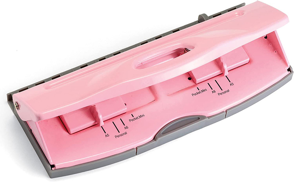 Metal 6 Hole Punch Pink Craft Punch Paper Cutter Adjustable DIY A4