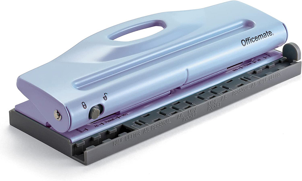 Adjustable 6-Hole Punch for Planners and Binders, Blue